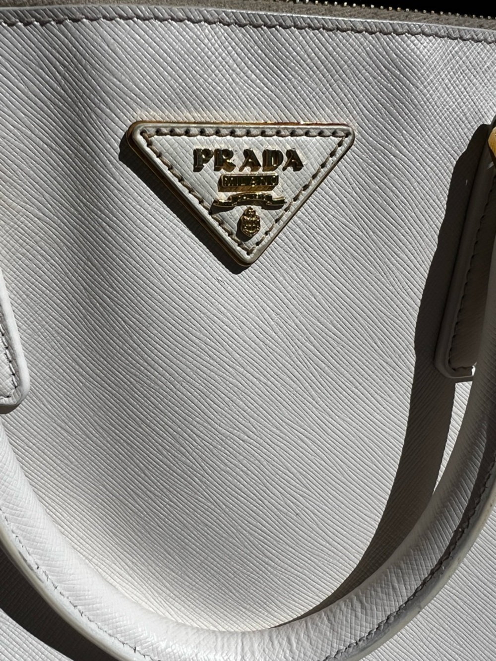 Prada White Saffiano Leather Double-Zip Satchel Tote - Picture 9 of 17